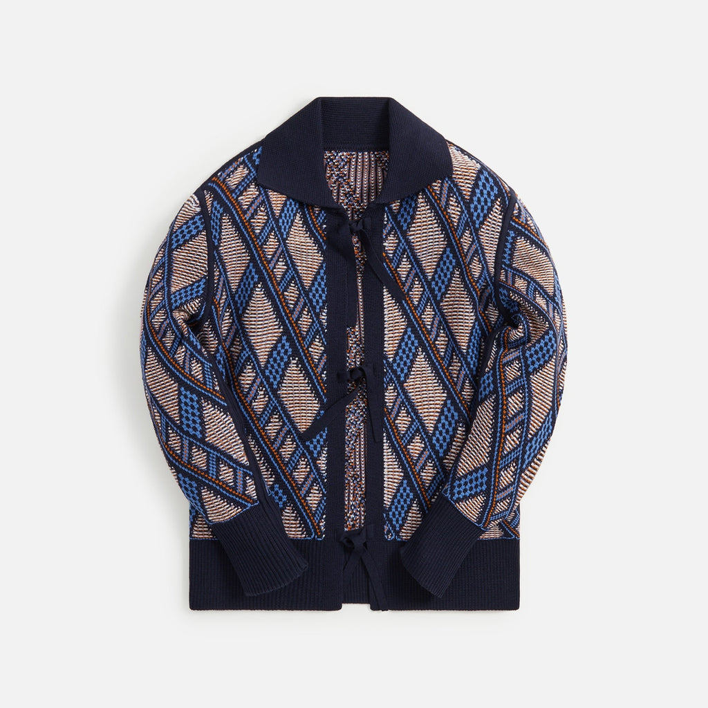 Nicholas Daley Reversible Knitted Shirt - Navy / Orange / Ecru