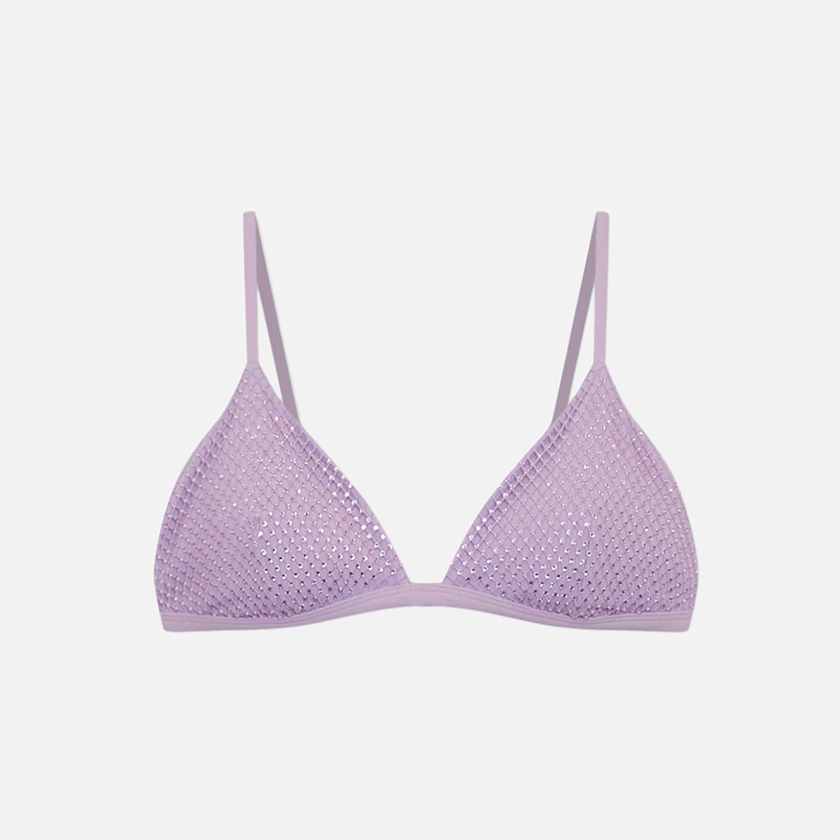 Jonathan Simkhai Joelle Crysal Mesh Swimwear Triangle Bikini Top - Orchid