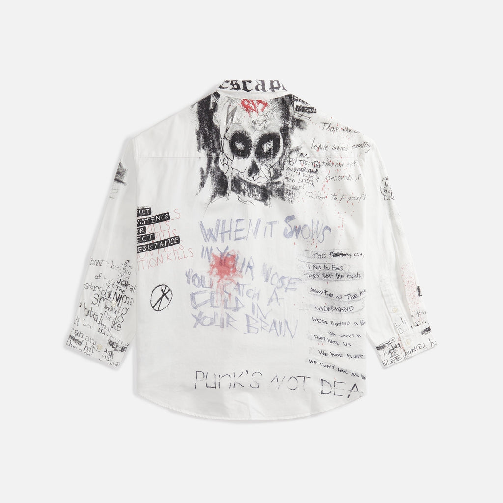 R13 Drop Neck Shirt - Doodles On White