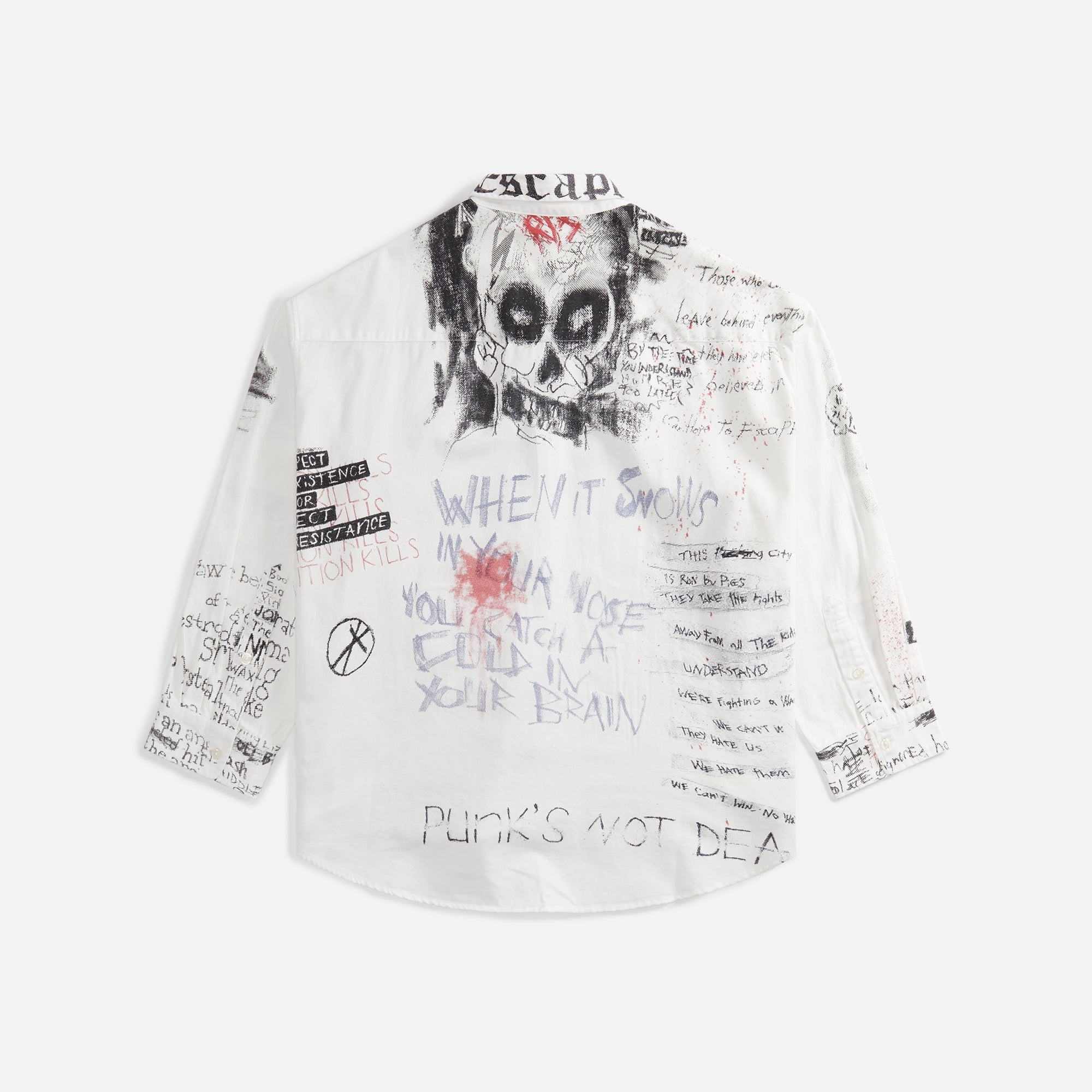 R13 Drop Neck Shirt - Doodles On White