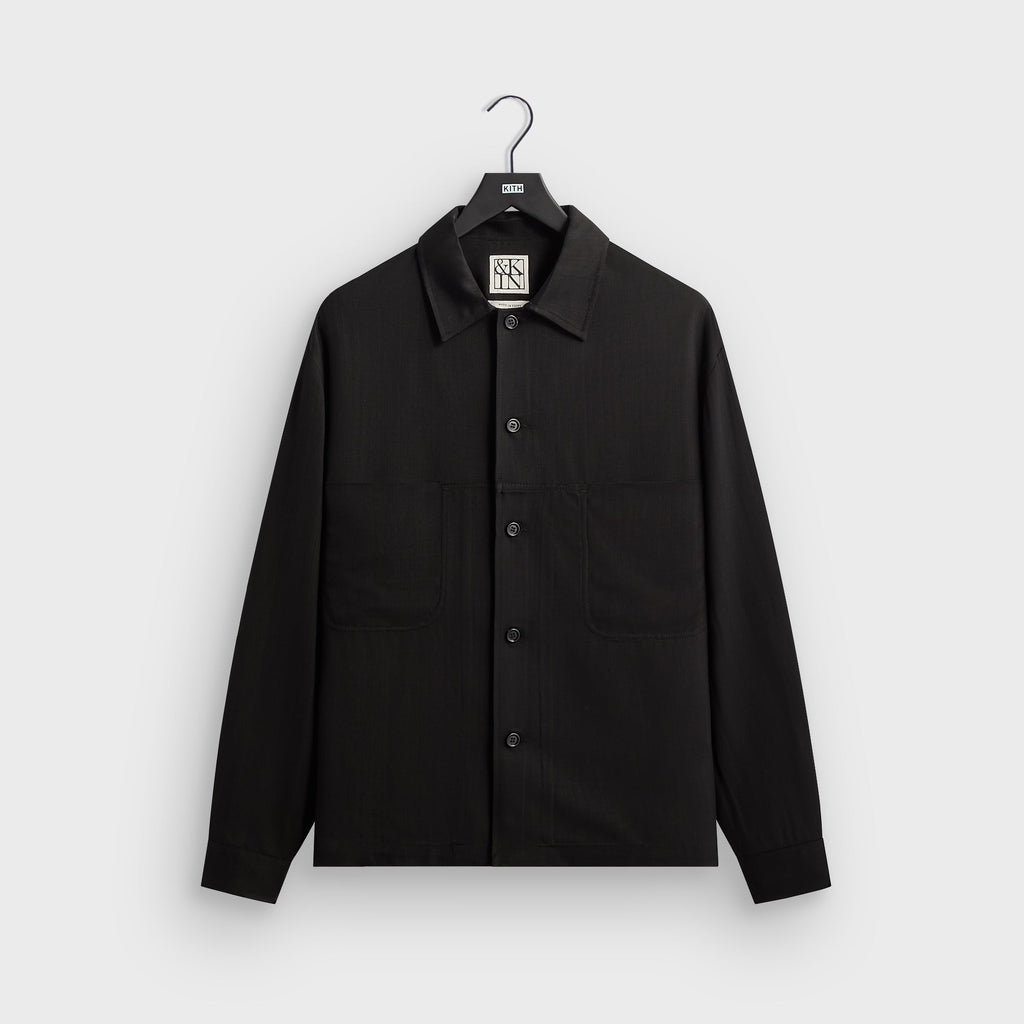 &Kin Textured Viscose Ace Buttondown - Black