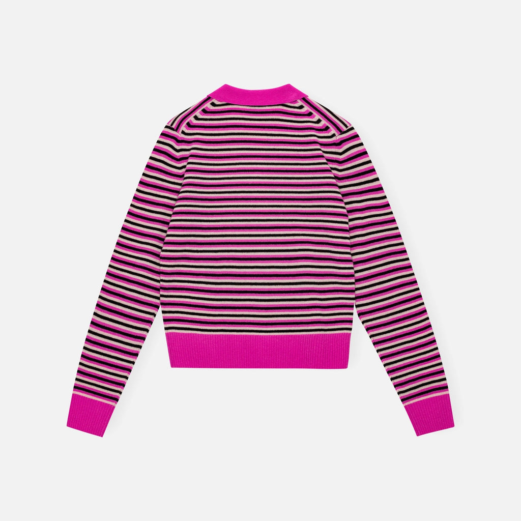 Ganni Cashmere Mix Long Sleeve Polo - Multi