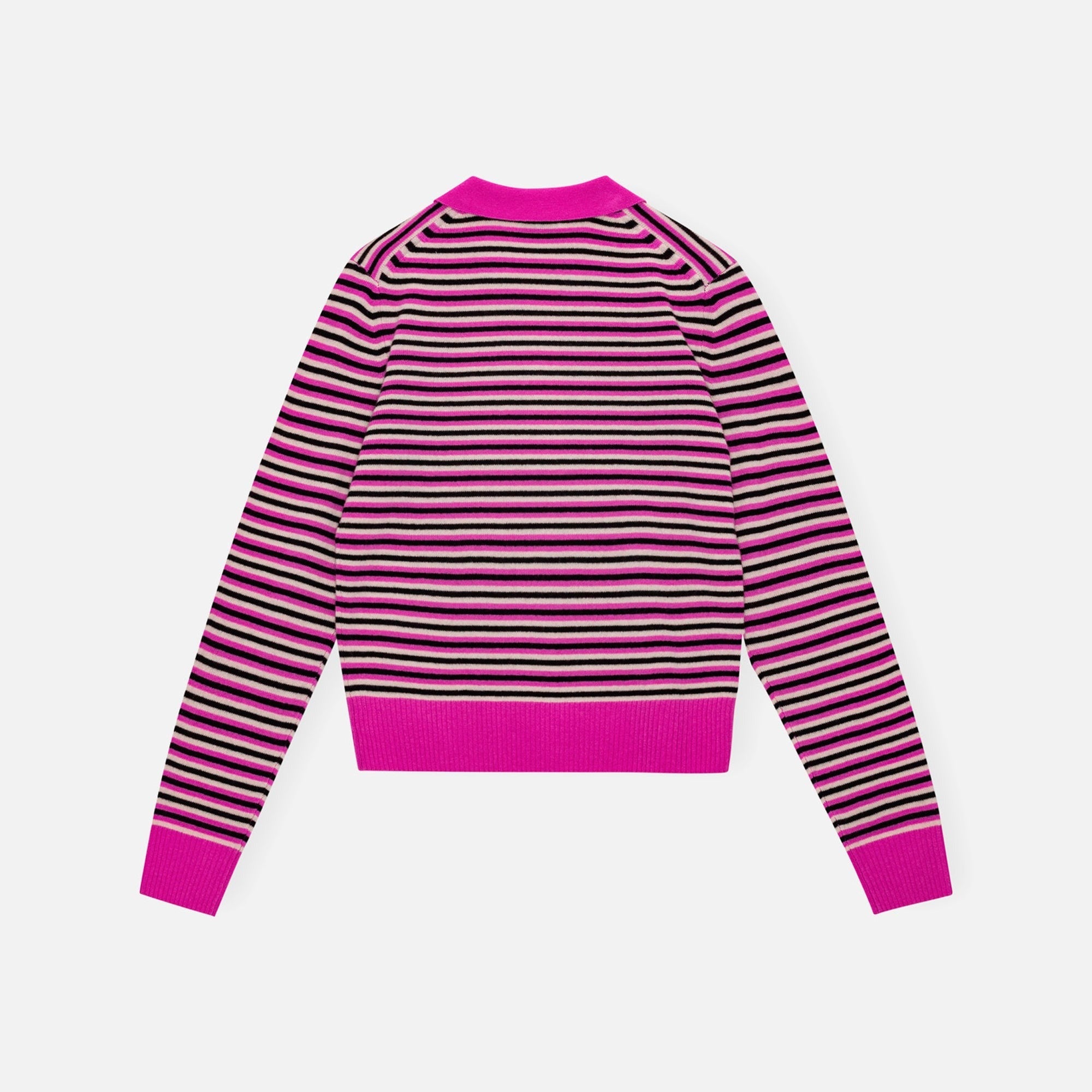 Ganni Cashmere Mix Long Sleeve Polo - Multi