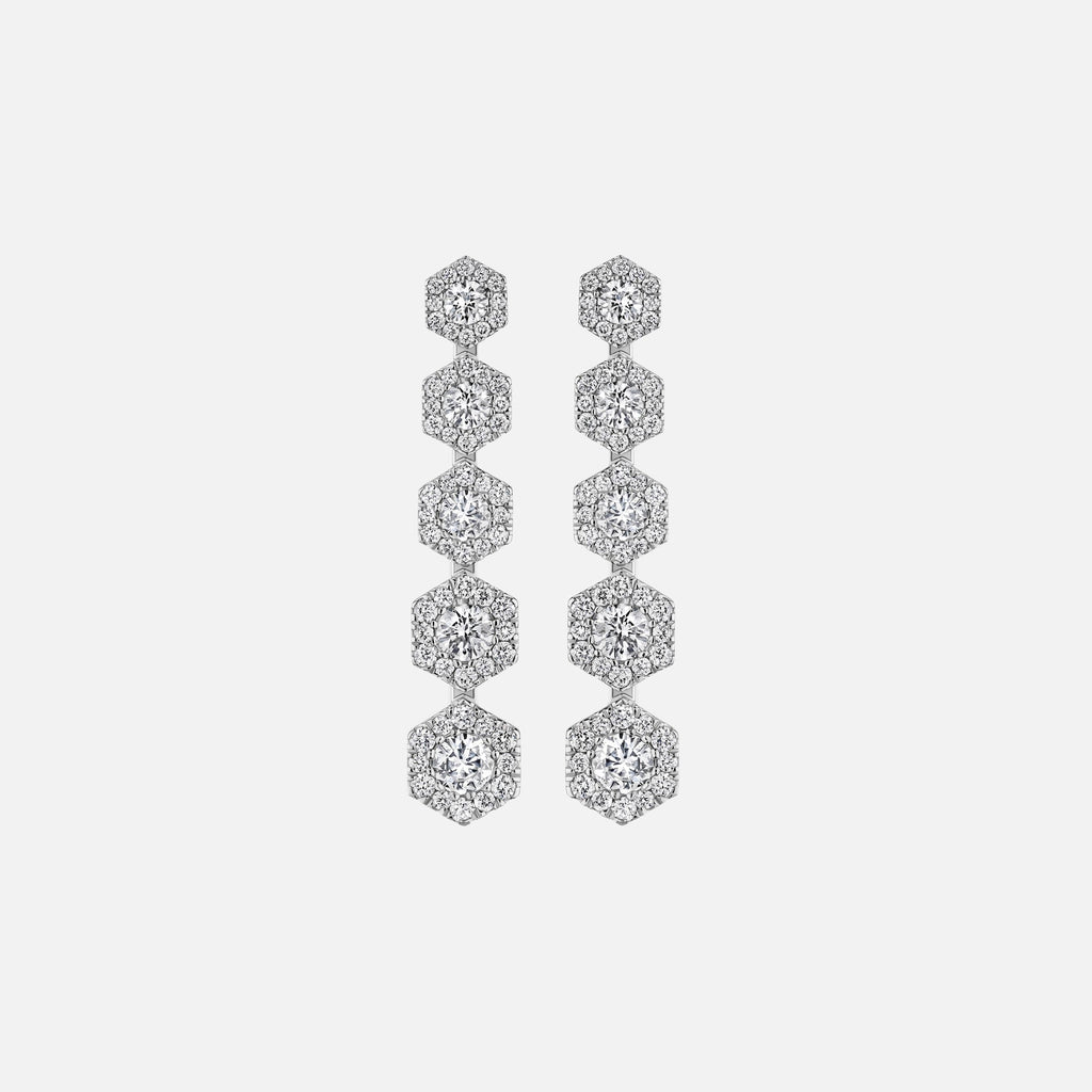 VL Cepher Lierne Long Cascading Diamond Earrings - White Gold