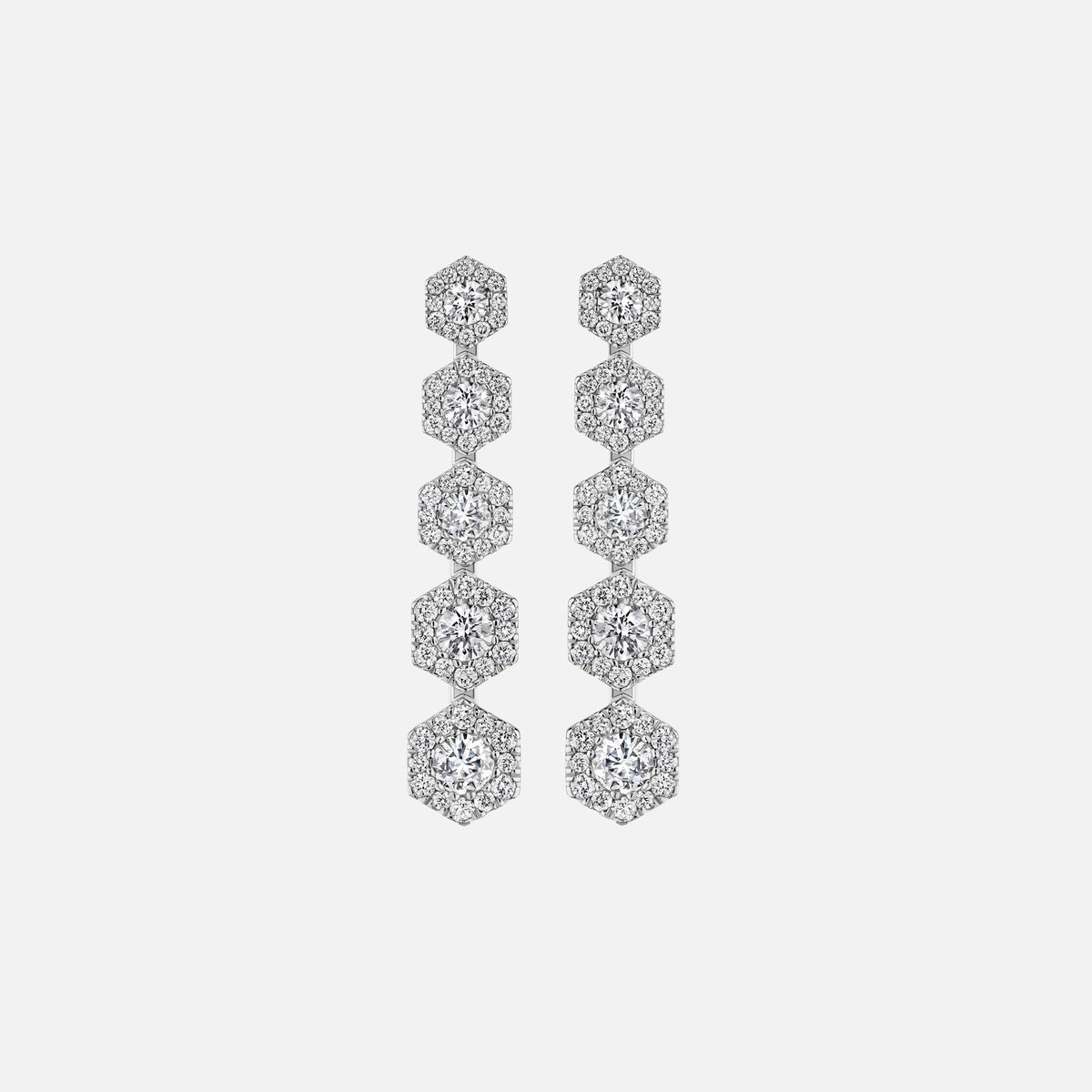 VL Cepher Lierne Long Cascading Diamond Earrings - White Gold