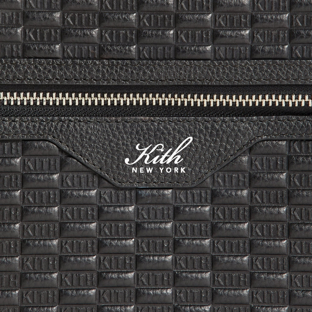 Kith Monogram Tumbled Leather Camera Crossbody Bag - Black