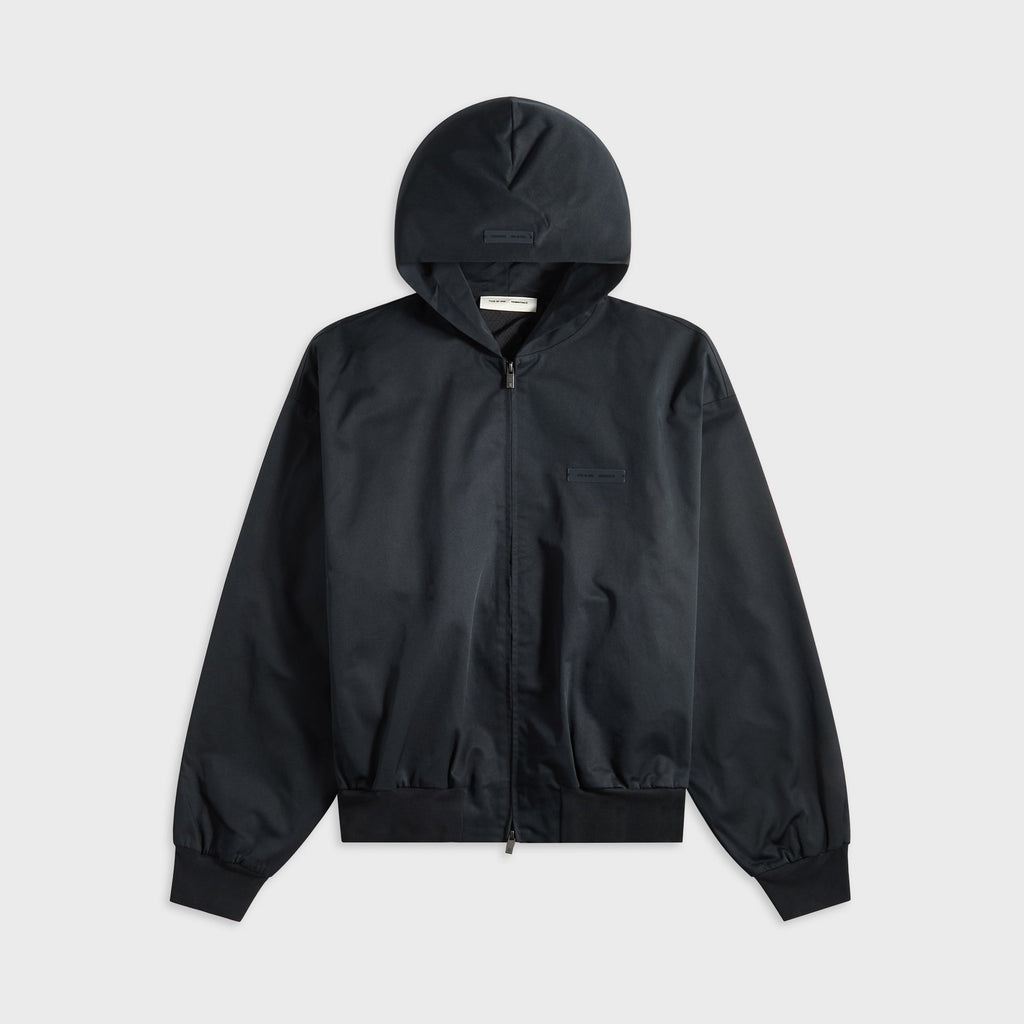 Essentials Poly Cotton Twill Hoodie - Jet Black