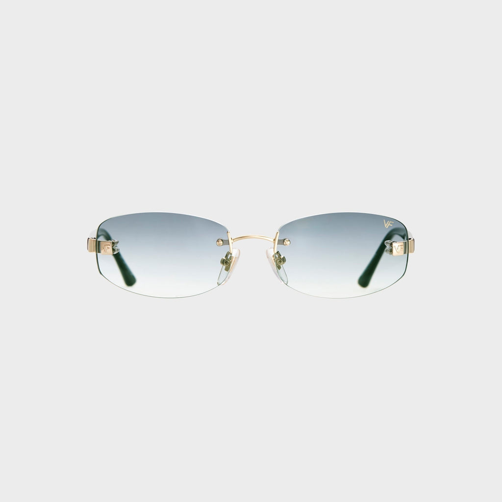 Vintage Frames Ibiza Rimless Drill Mount 24KT Yellow Gold Sunglasses - Light Grey