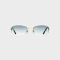 Vintage Frames Ibiza Rimless Drill Mount 24KT Yellow Gold Sunglasses - Light Grey