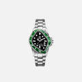 LAARVEE Silver Precision Steel - Green Bezel / Black Dial