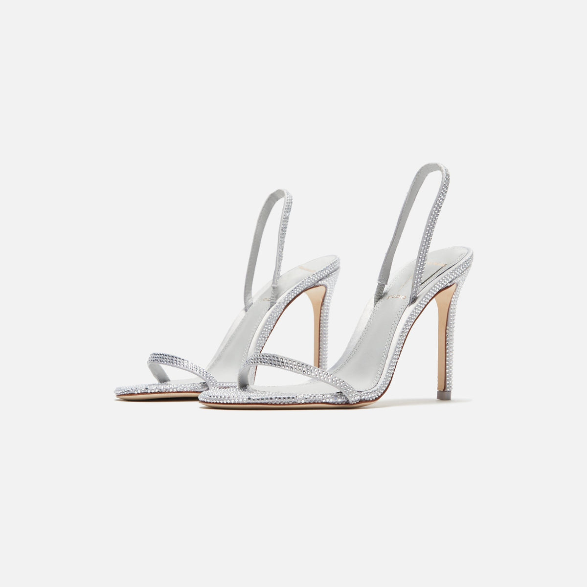 Black Suede Studio Luciana - Grey Satin / Matching Stones