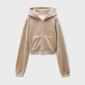 Alexander Wang Shrunken Zip Up Hotfix Hoodie - Taupe