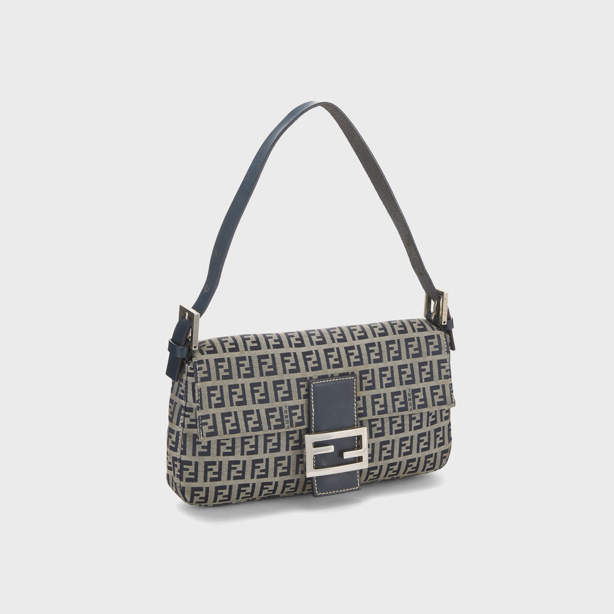 WGACA Fendi Zucchino FF Baguette Shoulder Bag - Navy