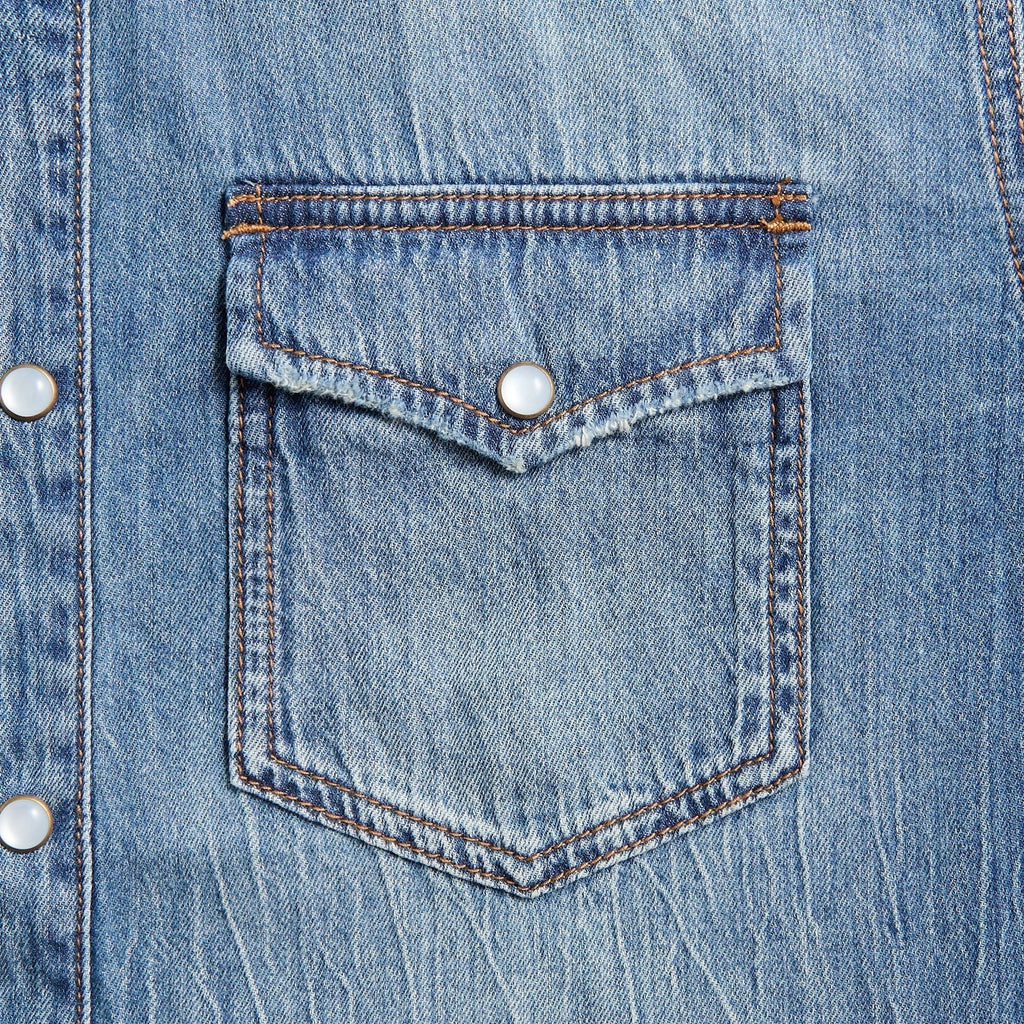 Ksubi Whiplash Long Sleeve Shirt Texas Blue Studded - Stone Washed Denim