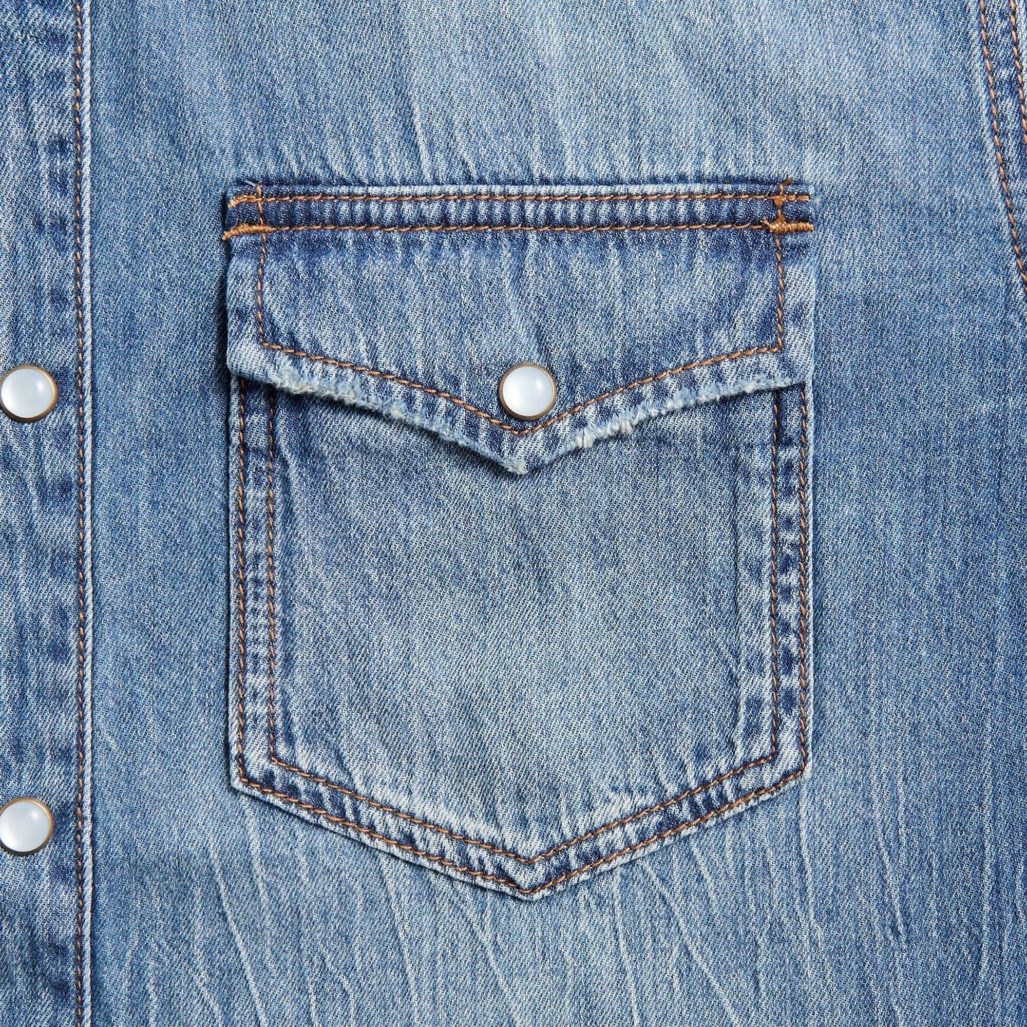 Ksubi Whiplash Long Sleeve Shirt Texas Blue Studded - Stone Washed Denim