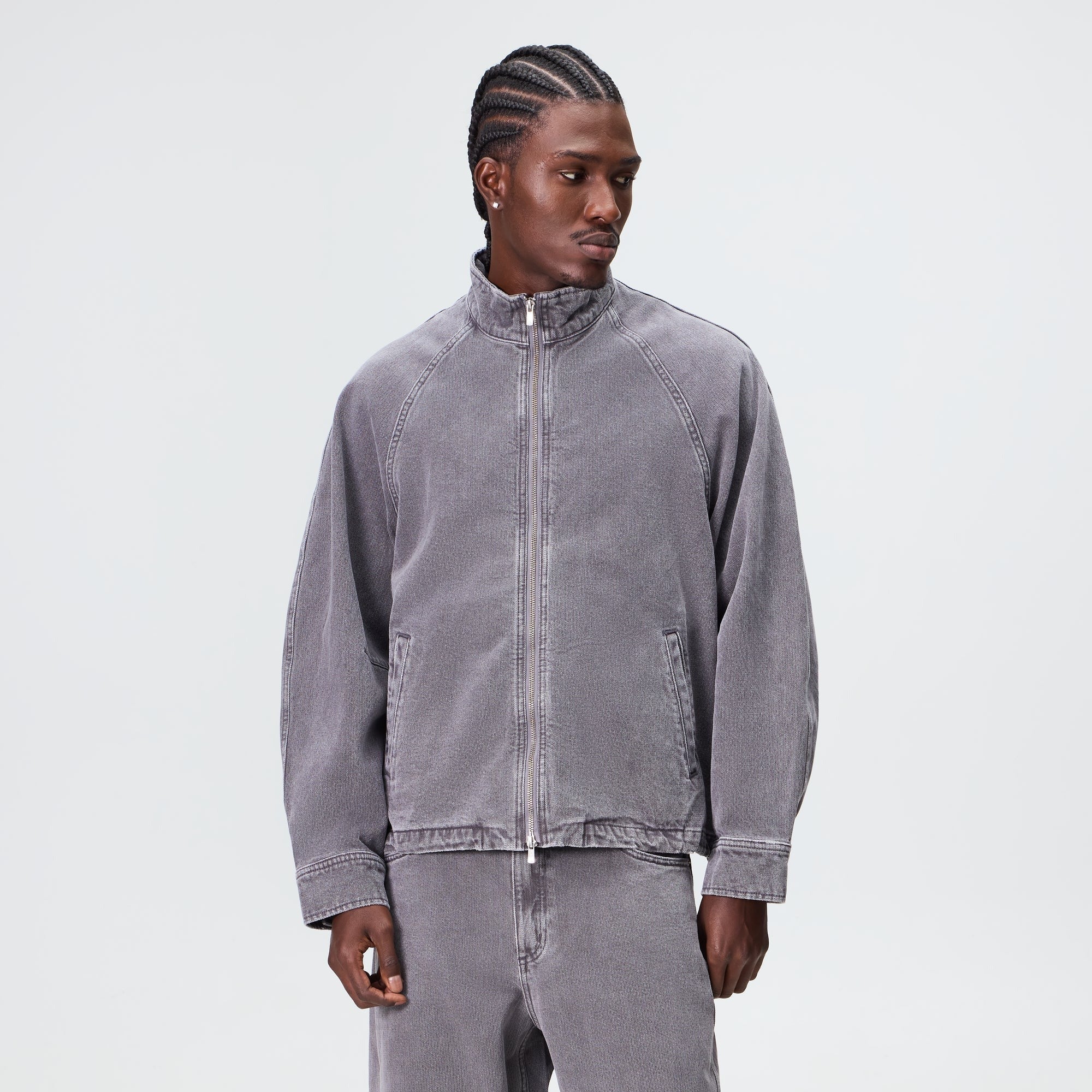 Kith Herringbone Denim Efron Track Jacket - Mineral