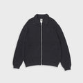 vowels Eyelet Knitted Zip Up Sweater - Black