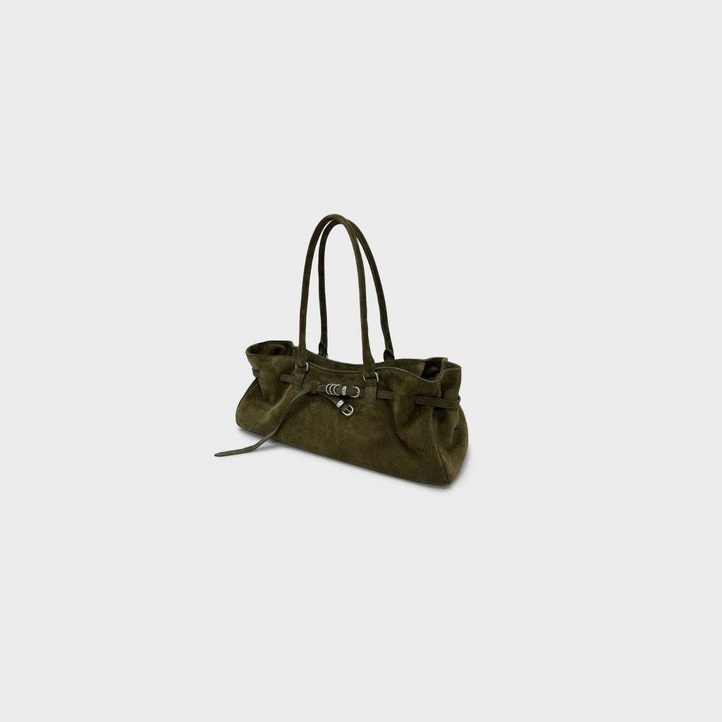 MARGESHERWOOD Soft Grandma Shoulder Bag - Dark Olive Suede