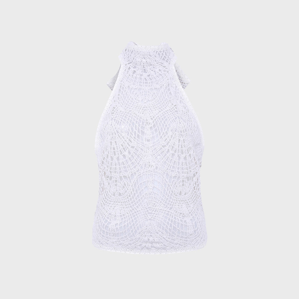 Siedres Indy Halterneck Crocheted Top - Off-white