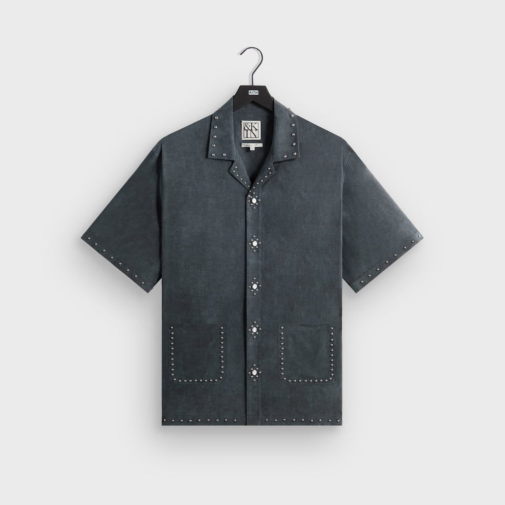 &Kin Studded Cupro Linen Sawyer Shirt - Somber
