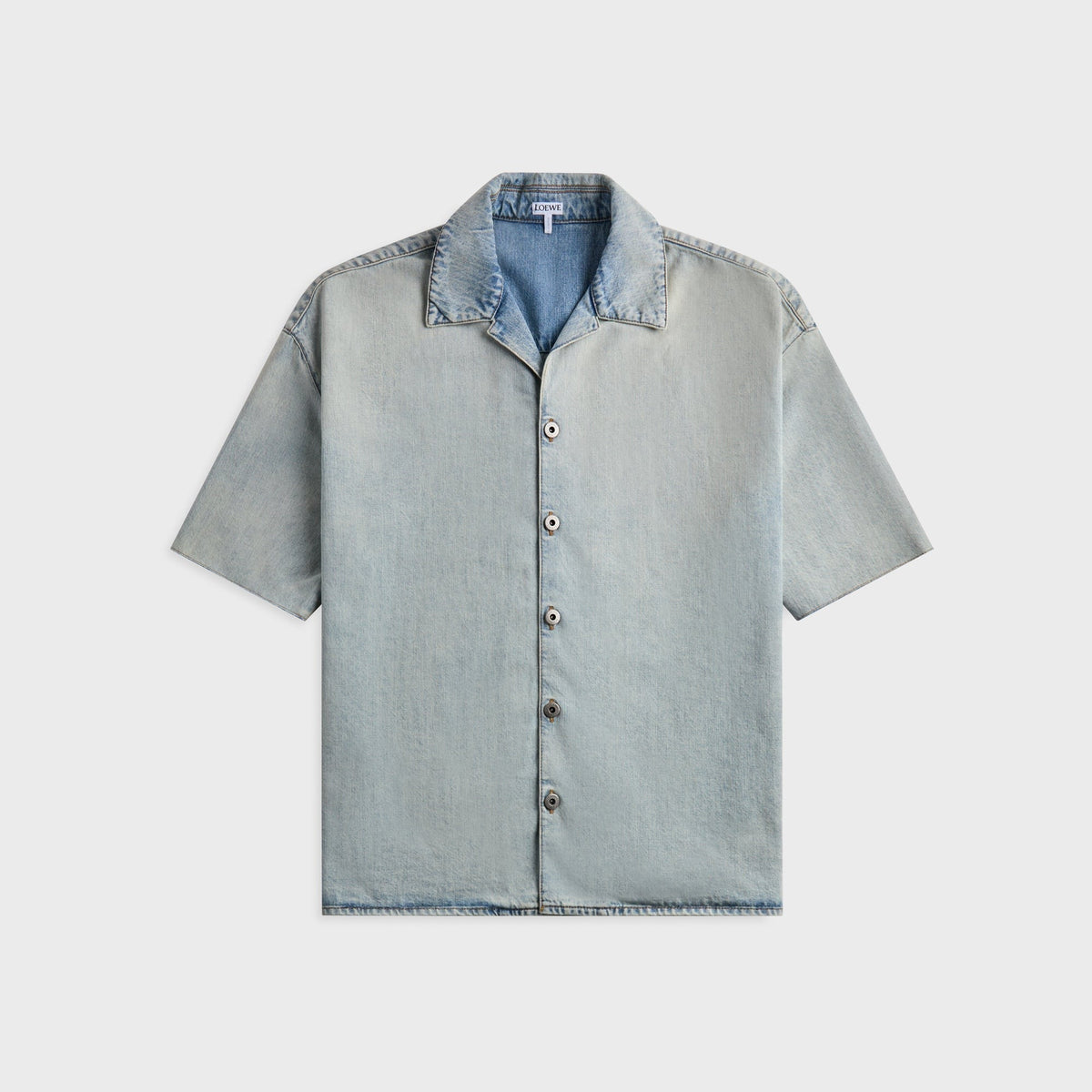 Loewe Anagram Short Sleeve Denim Shirt - Washed Blue