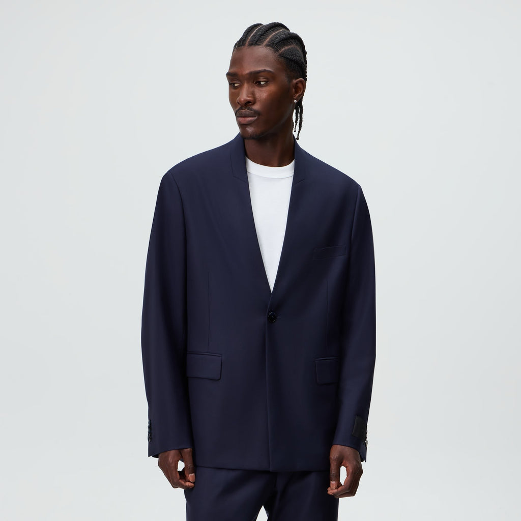 Giorgio Armani &Kin Cropped Collarless Jacket - Blue / Navy