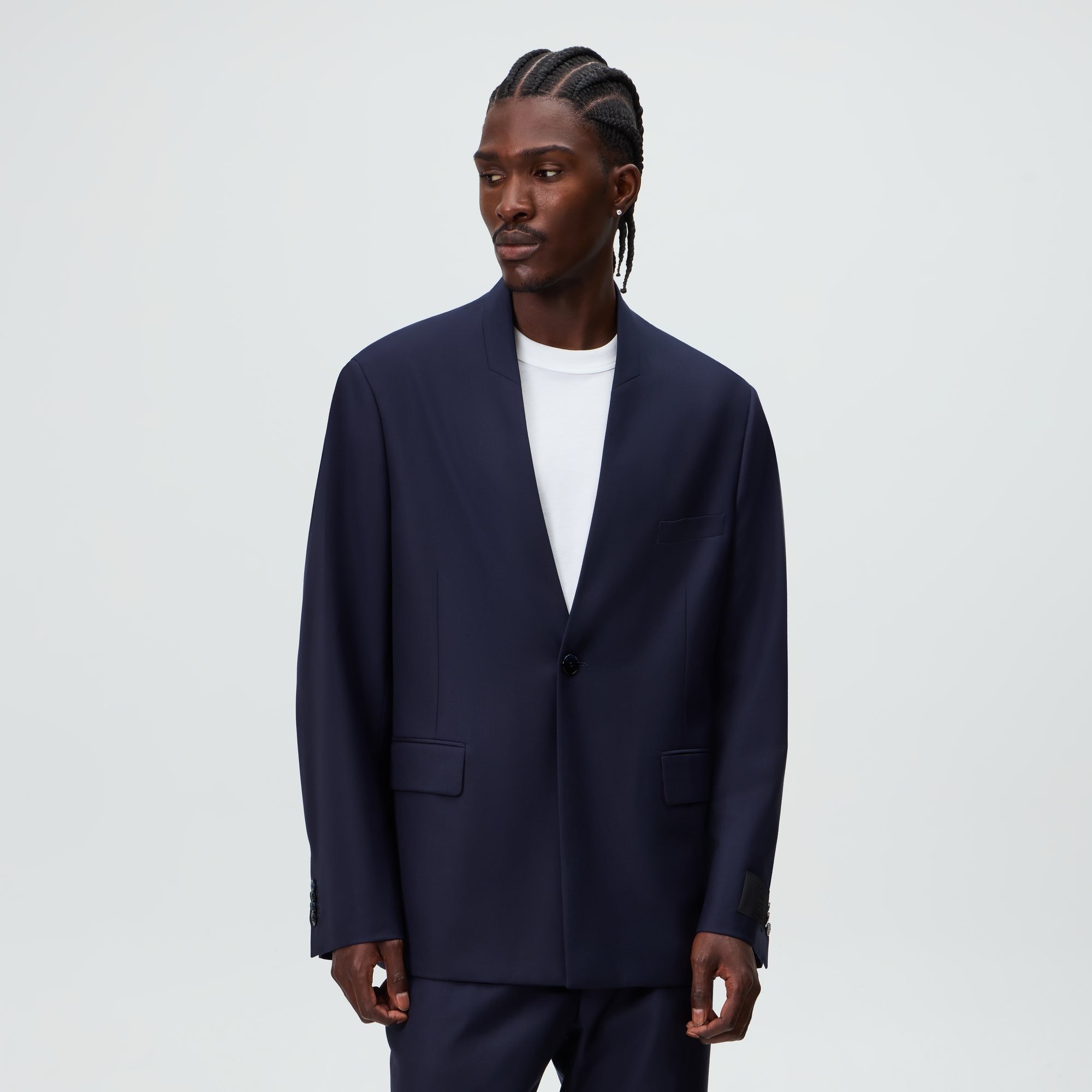 Giorgio Armani &Kin Cropped Collarless Jacket - Blue / Navy