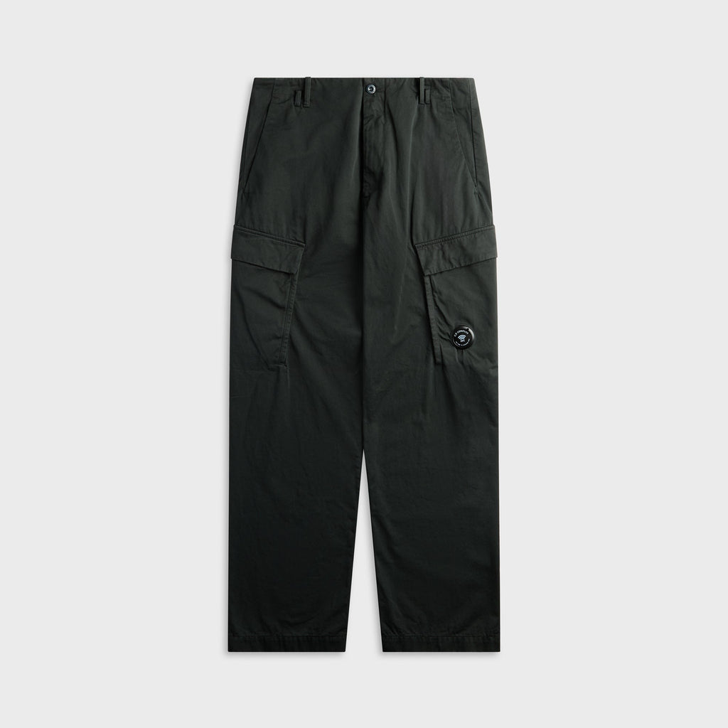 C.P. Company Cotton Gabardine Loose Cargo Pants - Raven