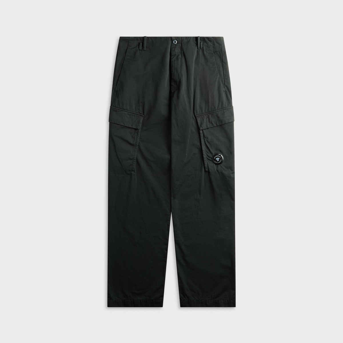 C.P. Company Cotton Gabardine Loose Cargo Pants - Raven