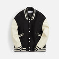 C2H4 Curvilinear Varsity Jacket - Black / Cream
