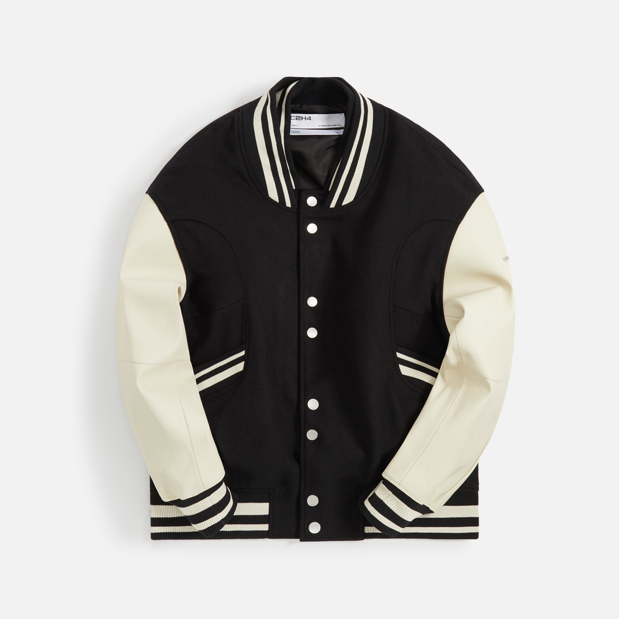 C2H4 Curvilinear Varsity Jacket - Black / Cream