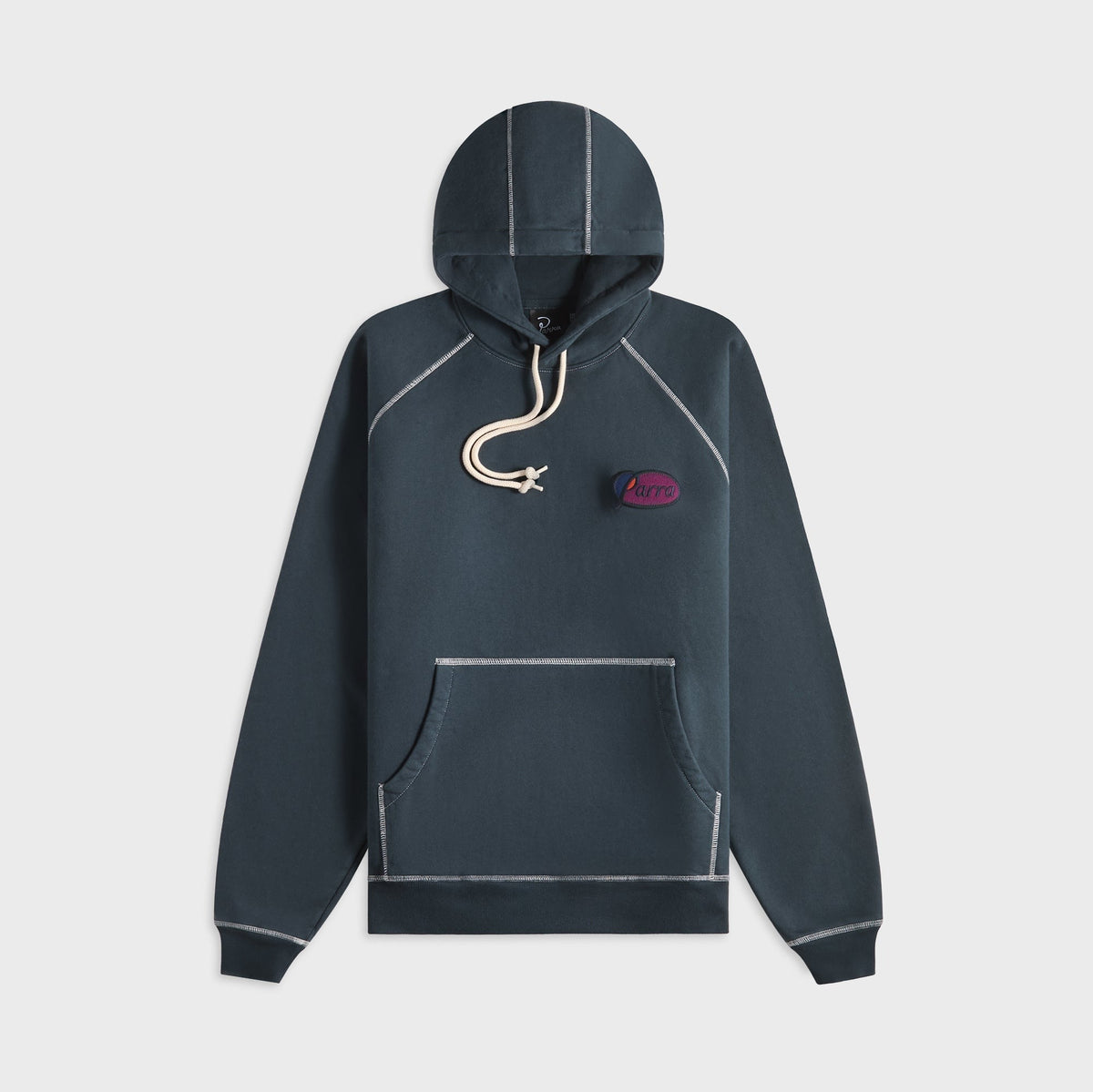 by Parra Circled Script Logo Hooded Sweatshirt - Dark Blue