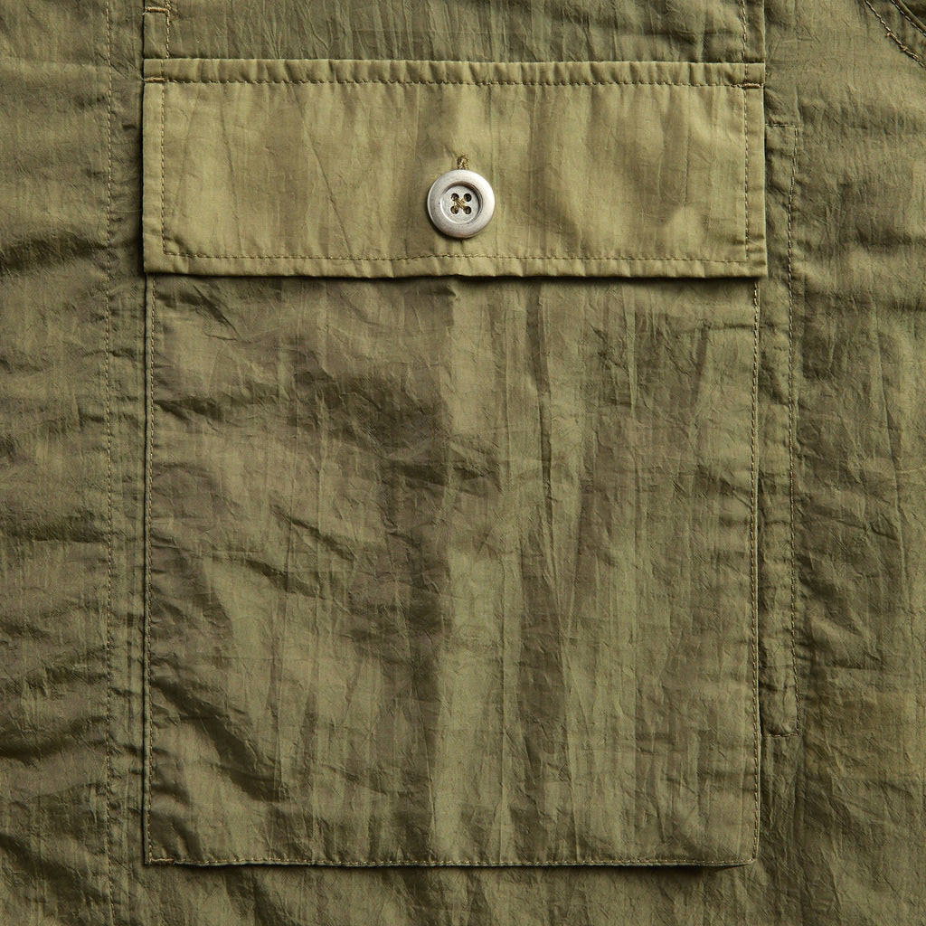 Brain Dead Cropped Nylon Button Up Shirt - Army