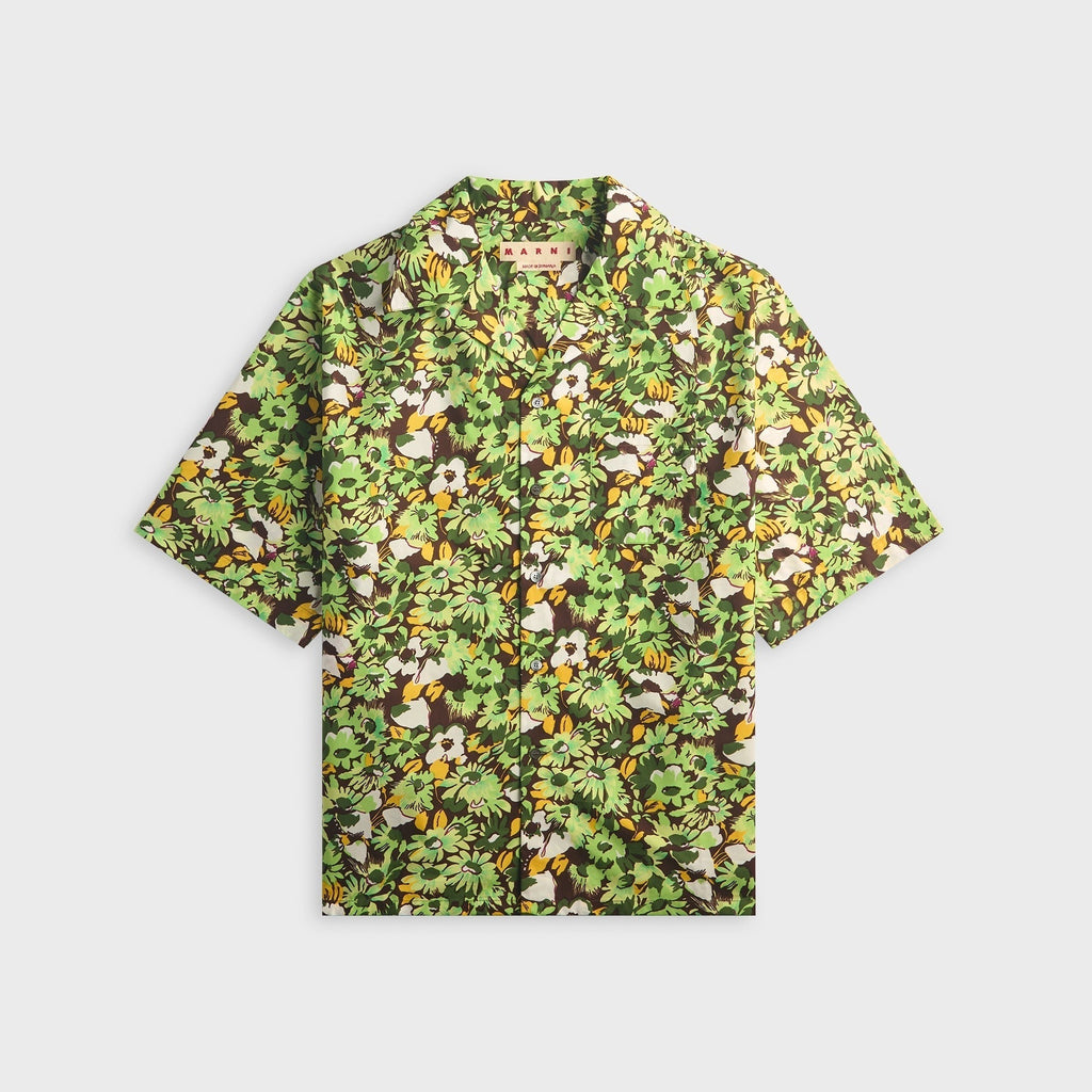 Marni Poplin Shirt With Pop Flowers Print - Sadelle Brown