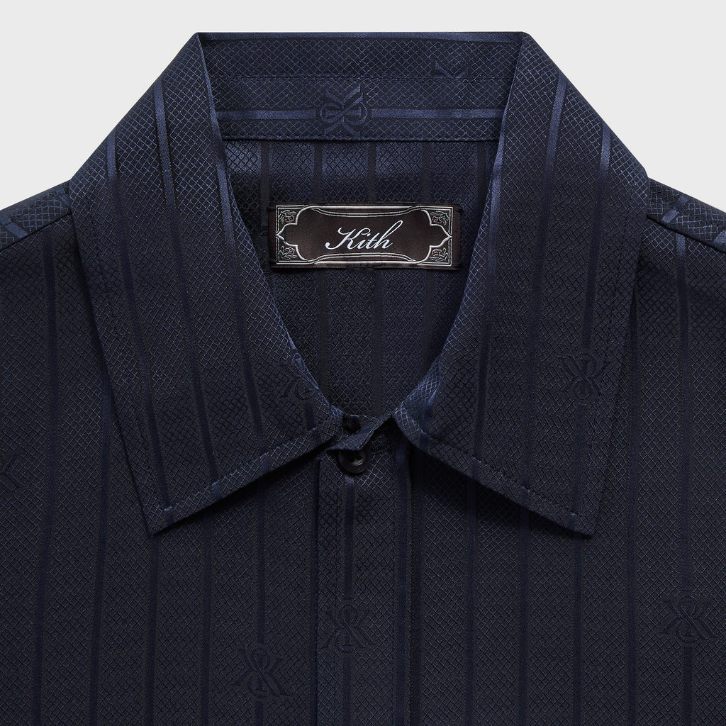 Kith Crest Logo Long Sleeve Boxy Collared Overshirt - Nocturnal