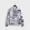 Kith for Back to the Future Newspaper All-Over Printed Nelson Crewneck - Light Heather Grey