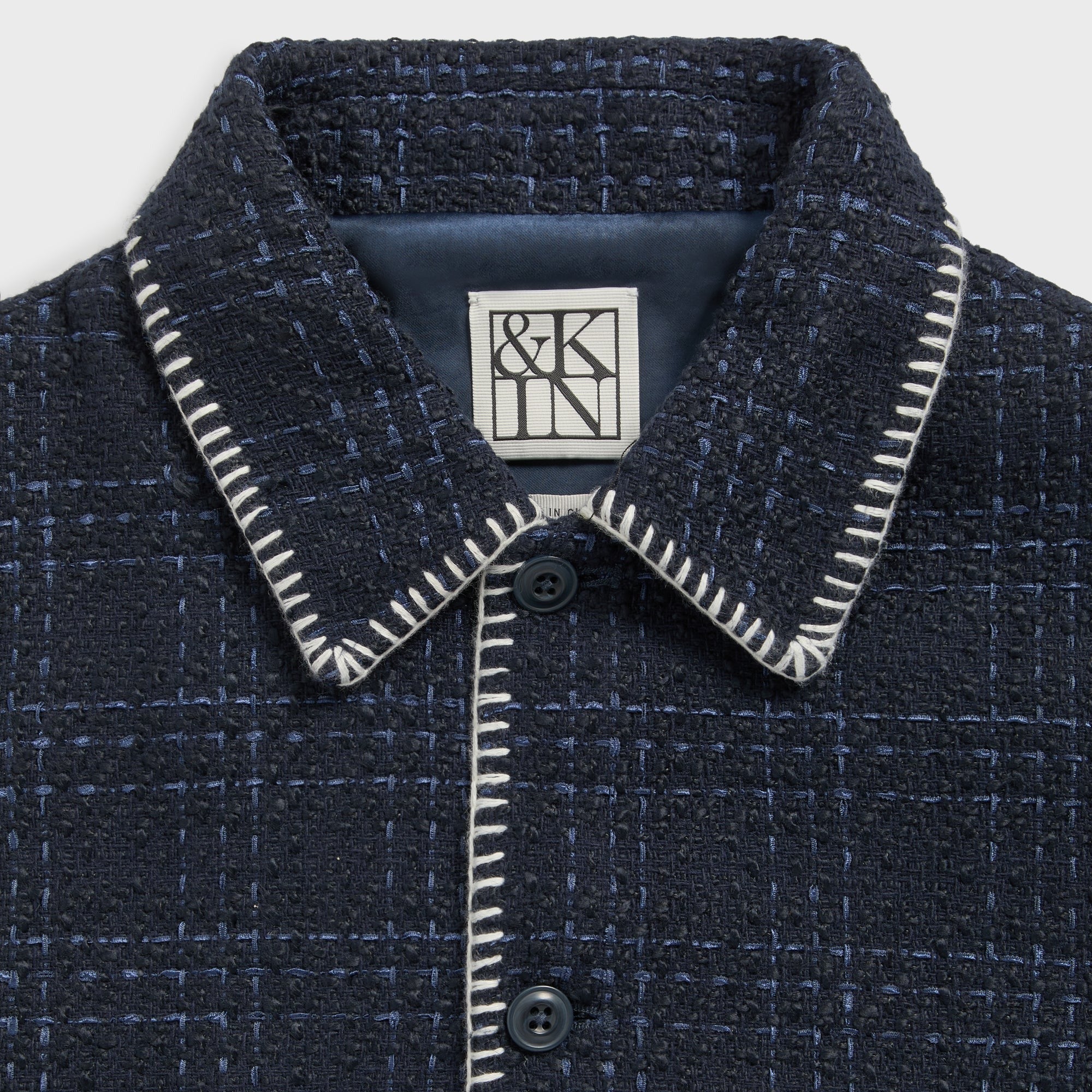 &Kin Tweed Boxy Collared Overshirt - Nocturnal