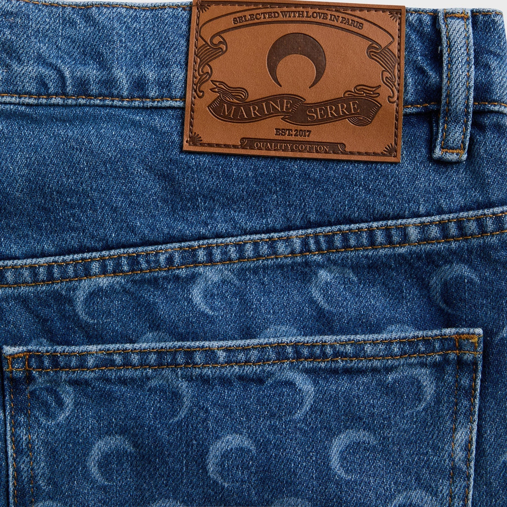 Marine Serre Denim Bermuda - Light Blue