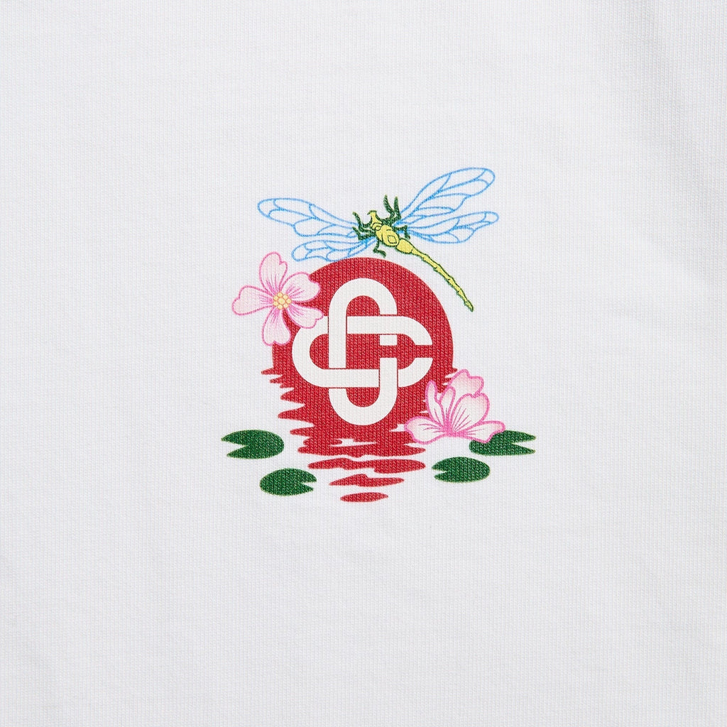 Casablanca Dragonfly Floral Printed Oversized Tee Jersey - White