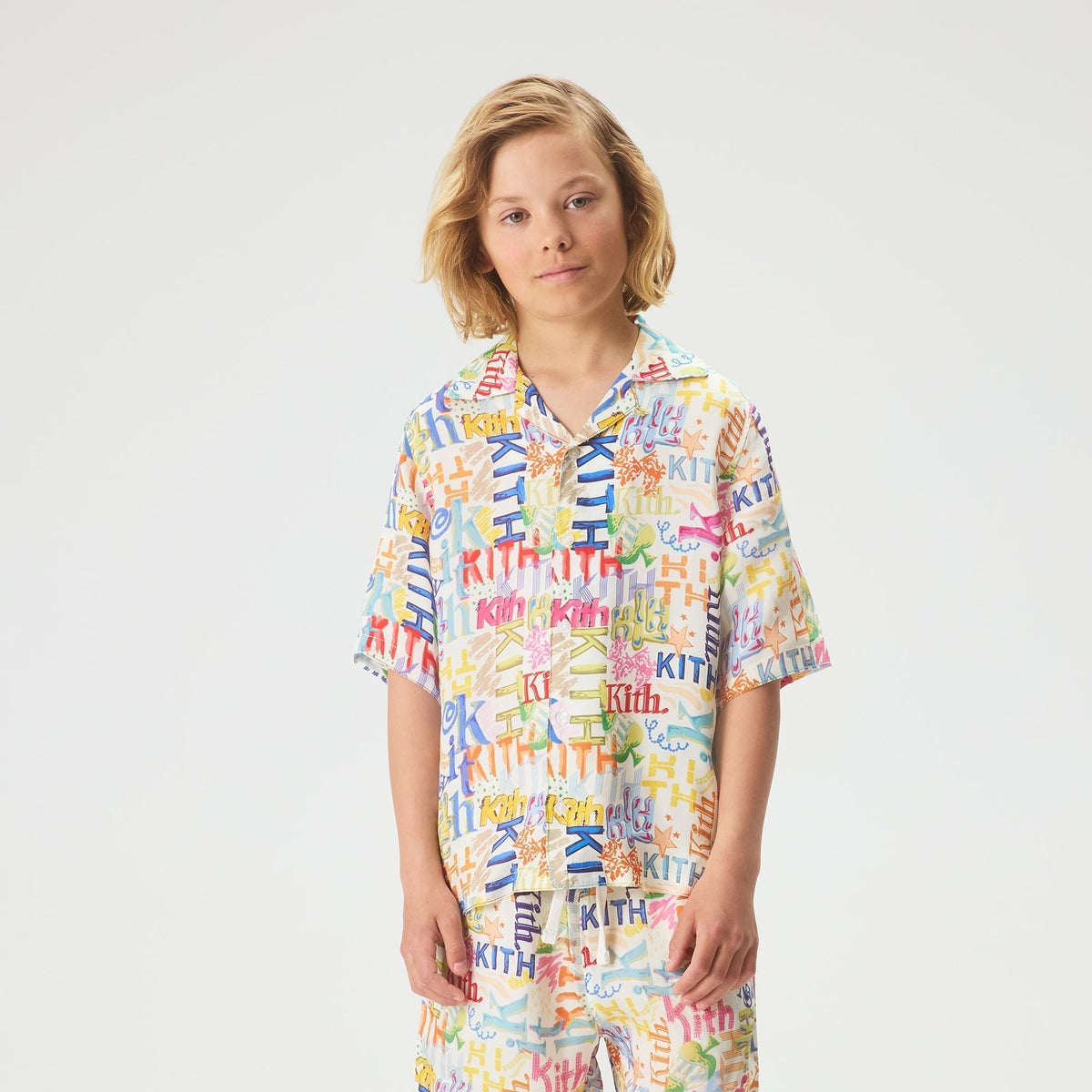Kith Kids Thompson Camp Sketched Monogram Shirt - Silk
