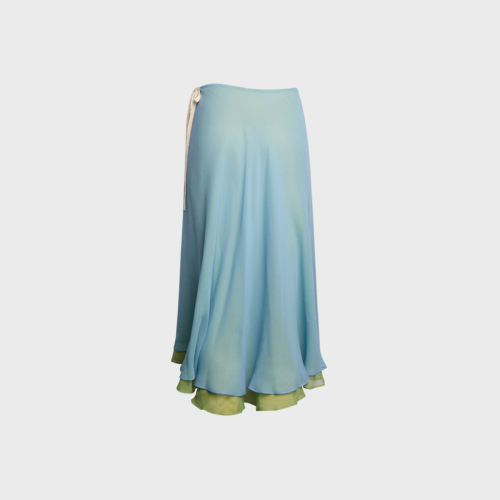 Tae Park Flowy Chiffon Skirt - Sky Blue / Matcha