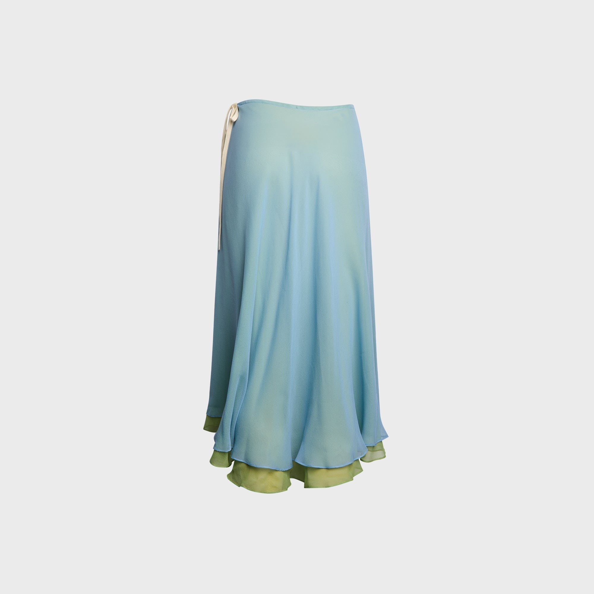 Tae Park Flowy Chiffon Skirt - Sky Blue / Matcha