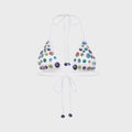 Siedres Juniper Embellished Triangle Bikini Top - Ecru