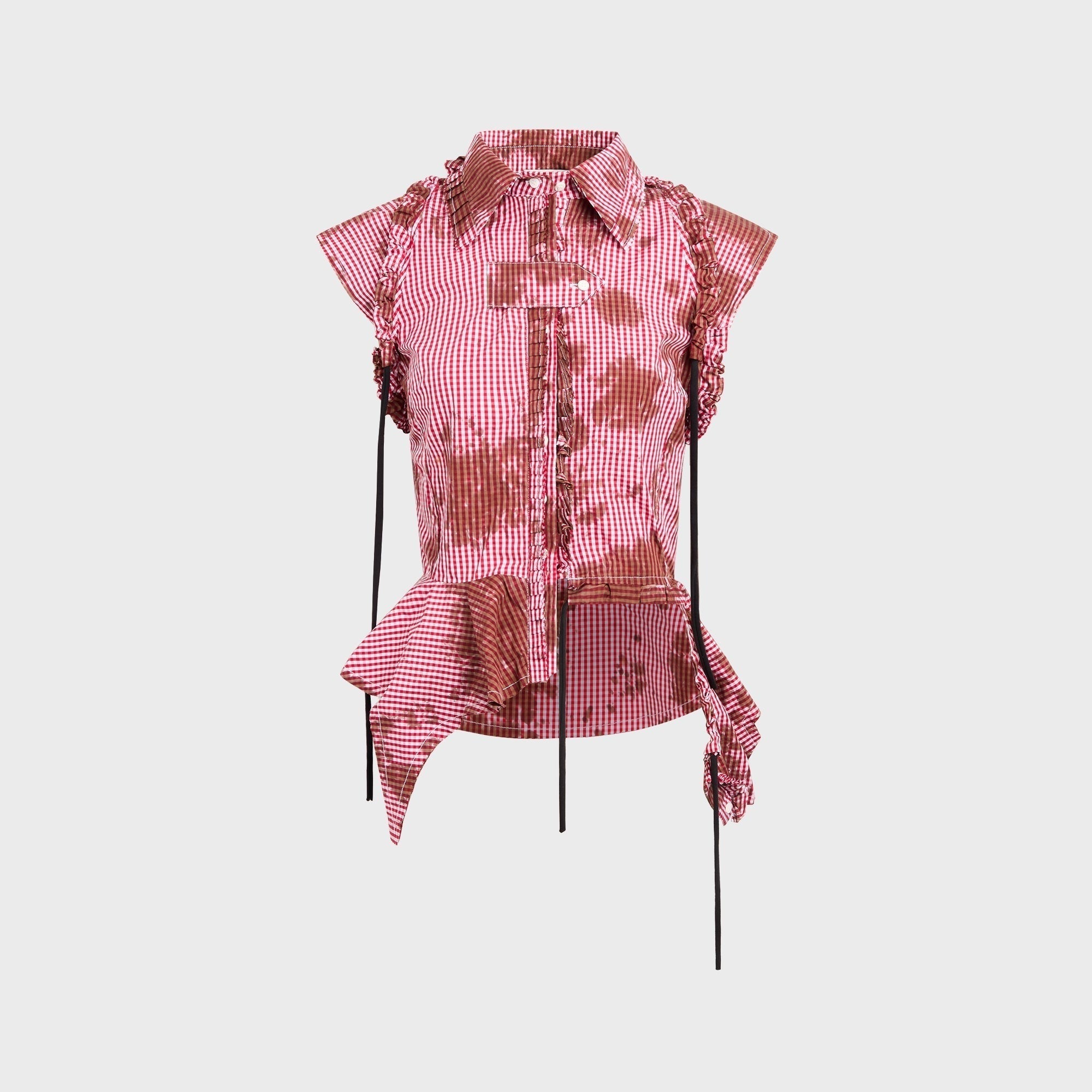 Ottolinger Picnic Ruched Ruffle Blouse - Gingham