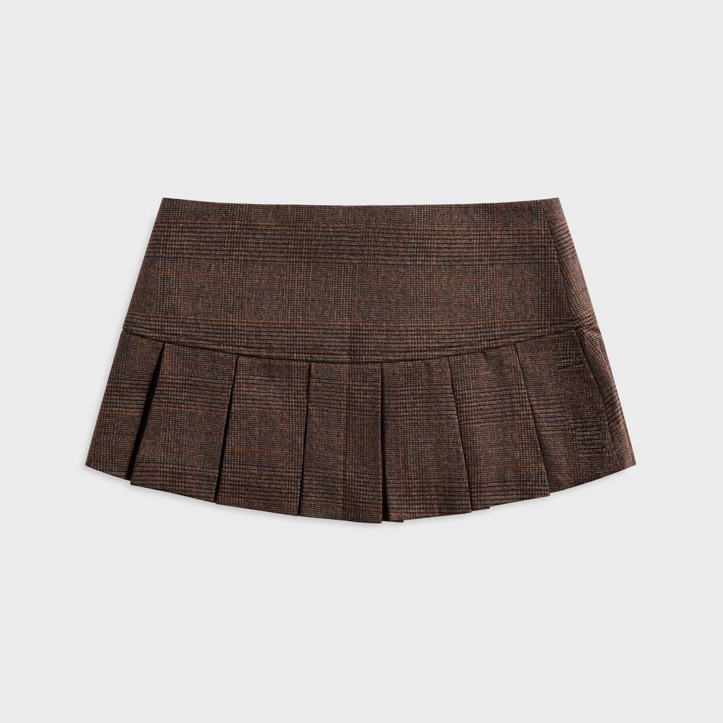 GUIZIO Pleated Micro Mini Skirt - Espresso