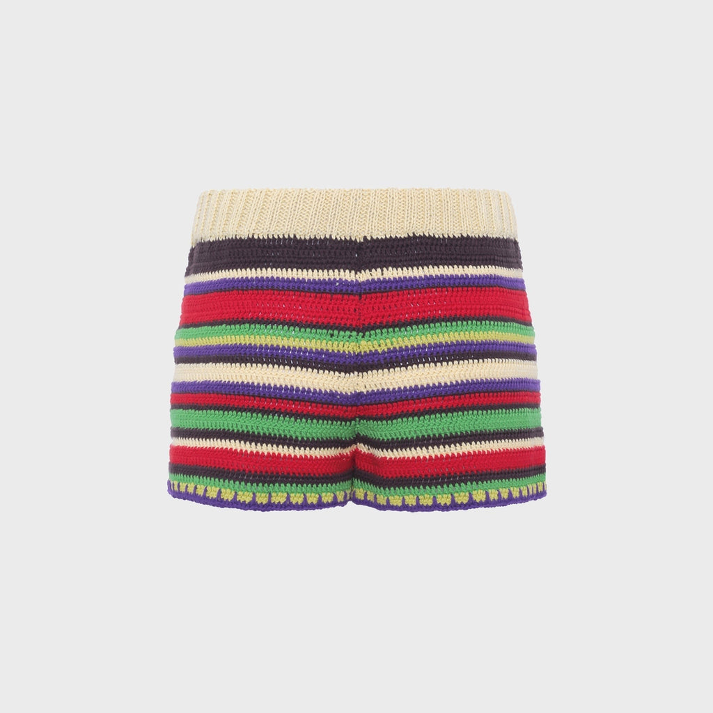 Siedres Renata Striped Crochet Mini Short - Multi
