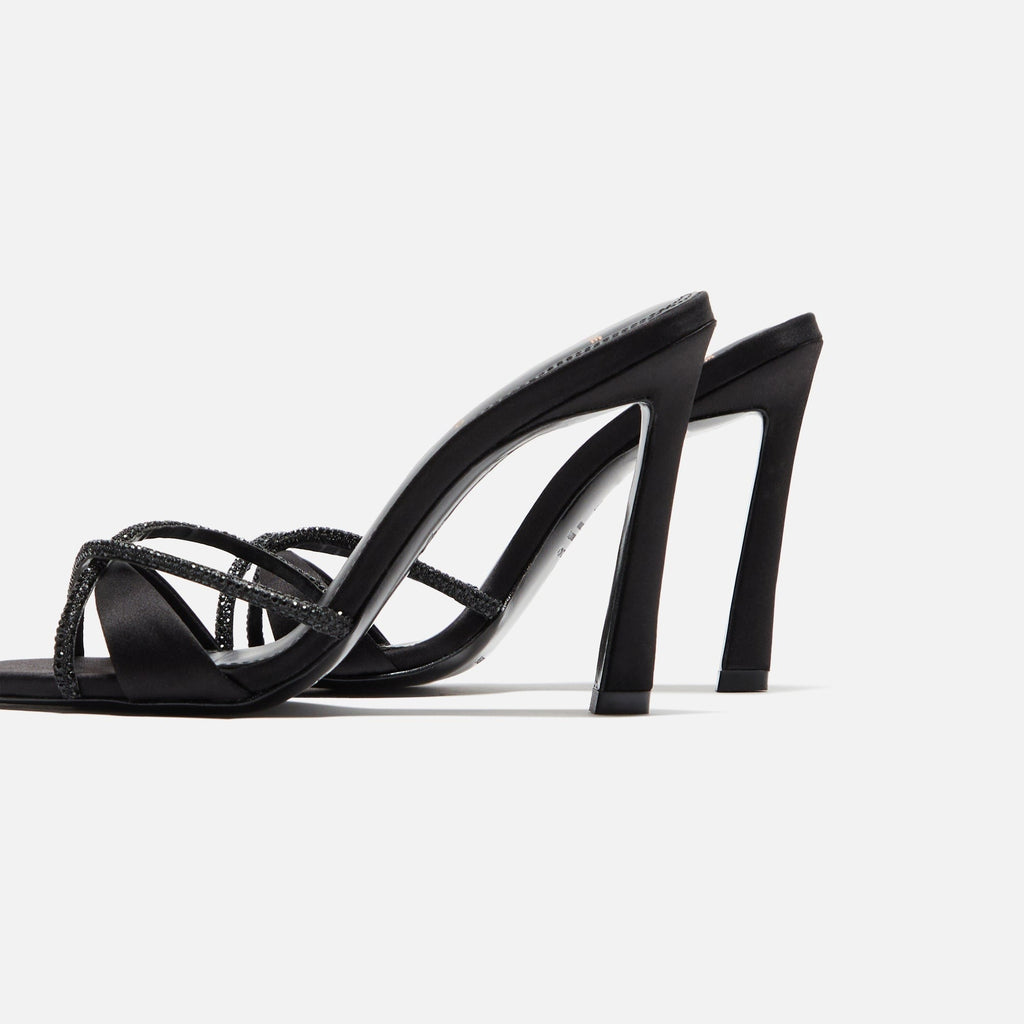 Black Suede Studio Sienna - Black Satin / Matching Stones
