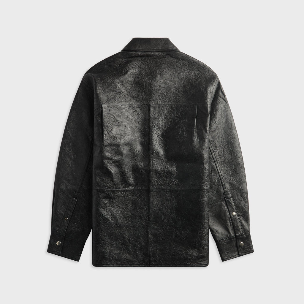 Sunflower Crinkle Leather Shirt - Black