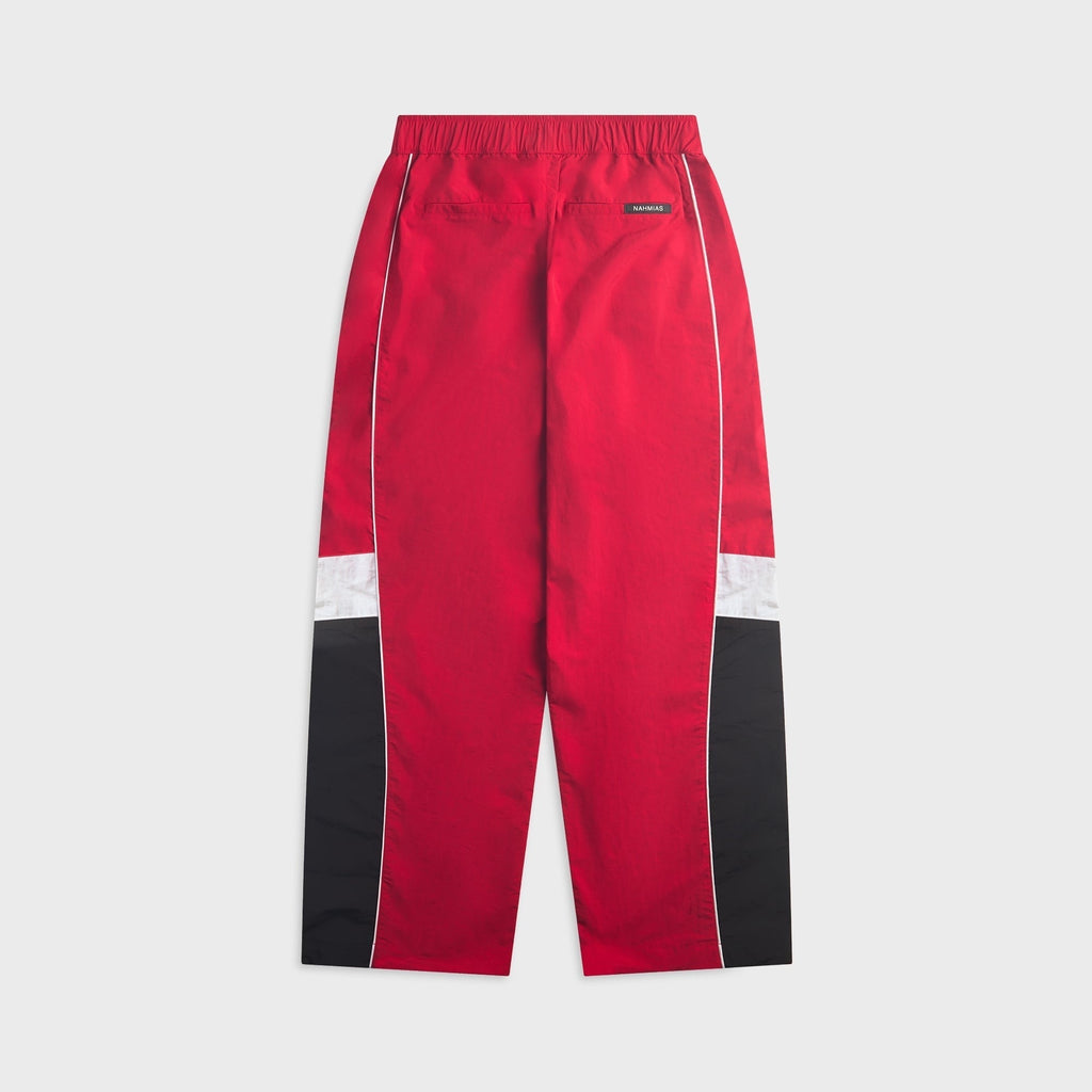 NAHMIAS Baggy Fit Color-Blocked Warm Up Track Pant - Red Nylon