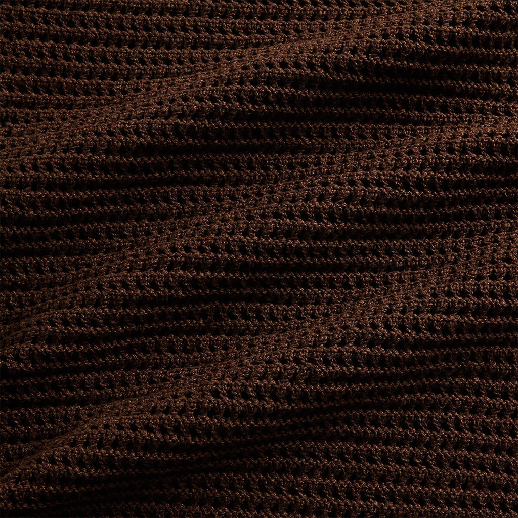 Auralee Tussah Silk Cotton Mesh Knit Skipper Polo - Brown